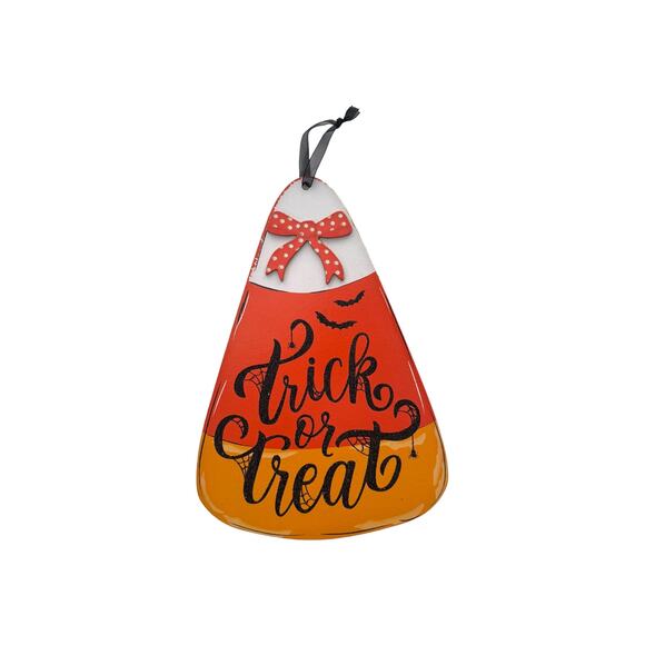 Halloween Candy Corn Wreath Kit - "Trick or Treat" Sign & Coordinating Ribbons - Picture 2 of 5